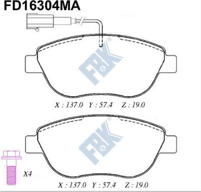 FBK FD16304MA - Комплект спирачно феродо, дискови спирачки vvparts.bg