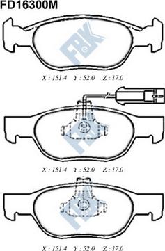 FBK FD16300M - Комплект спирачно феродо, дискови спирачки vvparts.bg