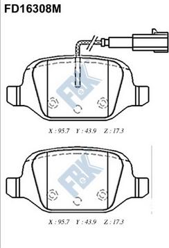 FBK FD16308M - Комплект спирачно феродо, дискови спирачки vvparts.bg