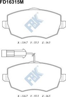 FBK FD16315M - Комплект спирачно феродо, дискови спирачки vvparts.bg