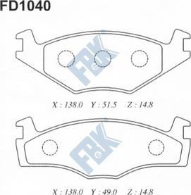 FBK FD1040 - Комплект спирачно феродо, дискови спирачки vvparts.bg