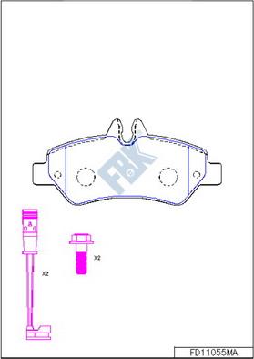 FBK FD11055MA - Комплект спирачно феродо, дискови спирачки vvparts.bg