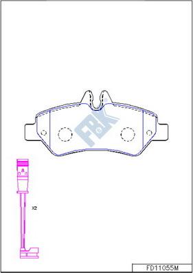 FBK FD11055M - Комплект спирачно феродо, дискови спирачки vvparts.bg