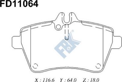 FBK FD11064 - Комплект спирачно феродо, дискови спирачки vvparts.bg