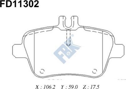 FBK FD11302 - Комплект спирачно феродо, дискови спирачки vvparts.bg