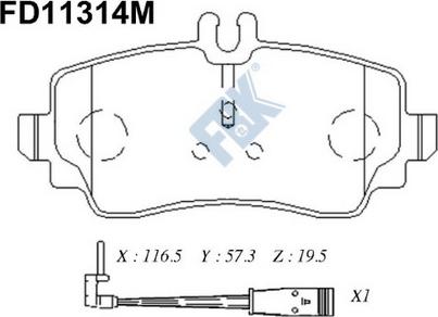 FBK FD11314M - Комплект спирачно феродо, дискови спирачки vvparts.bg