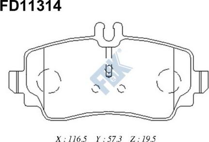 FBK FD11314 - Комплект спирачно феродо, дискови спирачки vvparts.bg