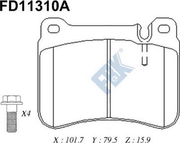 FBK FD11310A - Комплект спирачно феродо, дискови спирачки vvparts.bg