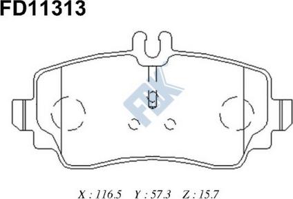 FBK FD11313 - Комплект спирачно феродо, дискови спирачки vvparts.bg