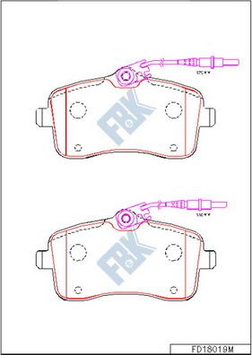 FBK FD18019M - Комплект спирачно феродо, дискови спирачки vvparts.bg