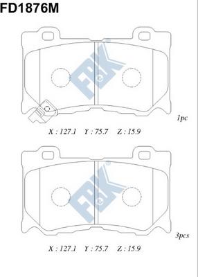 FBK FD1876M - Комплект спирачно феродо, дискови спирачки vvparts.bg