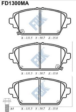 FBK FD1300MA - Комплект спирачно феродо, дискови спирачки vvparts.bg