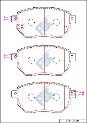 FBK FD1264M - Комплект спирачно феродо, дискови спирачки vvparts.bg