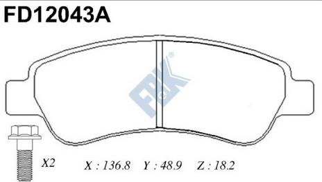 FBK FD12043A - Комплект спирачно феродо, дискови спирачки vvparts.bg