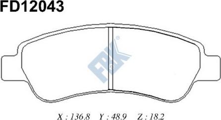 FBK FD12043 - Комплект спирачно феродо, дискови спирачки vvparts.bg