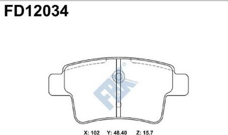 FBK FD12034 - Комплект спирачно феродо, дискови спирачки vvparts.bg