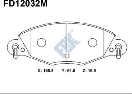 FBK FD12032M - Комплект спирачно феродо, дискови спирачки vvparts.bg