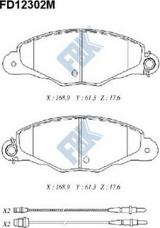 FBK FD12302M - Комплект спирачно феродо, дискови спирачки vvparts.bg