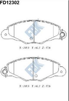 FBK FD12302 - Комплект спирачно феродо, дискови спирачки vvparts.bg