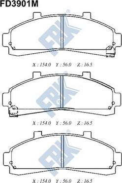 FBK FD3901M - Комплект спирачно феродо, дискови спирачки vvparts.bg