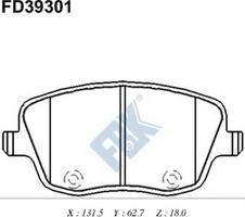 FBK FD39301 - Комплект спирачно феродо, дискови спирачки vvparts.bg