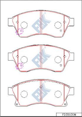 FBK FD35030M - Комплект спирачно феродо, дискови спирачки vvparts.bg