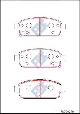 FBK FD35027M - Комплект спирачно феродо, дискови спирачки vvparts.bg