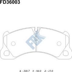 FBK FD36003 - Комплект спирачно феродо, дискови спирачки vvparts.bg