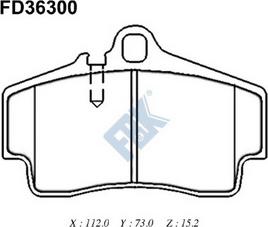 FBK FD36300 - Комплект спирачно феродо, дискови спирачки vvparts.bg