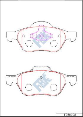 FBK FD30008 - Комплект спирачно феродо, дискови спирачки vvparts.bg