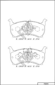 FBK FD3016 - Комплект спирачно феродо, дискови спирачки vvparts.bg