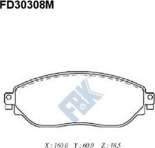 FBK FD30308M - Комплект спирачно феродо, дискови спирачки vvparts.bg