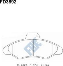 FBK FD3892 - Комплект спирачно феродо, дискови спирачки vvparts.bg