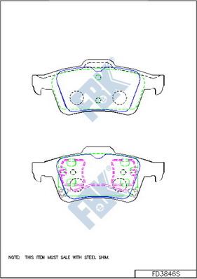 FBK FD3846S - Комплект спирачно феродо, дискови спирачки vvparts.bg