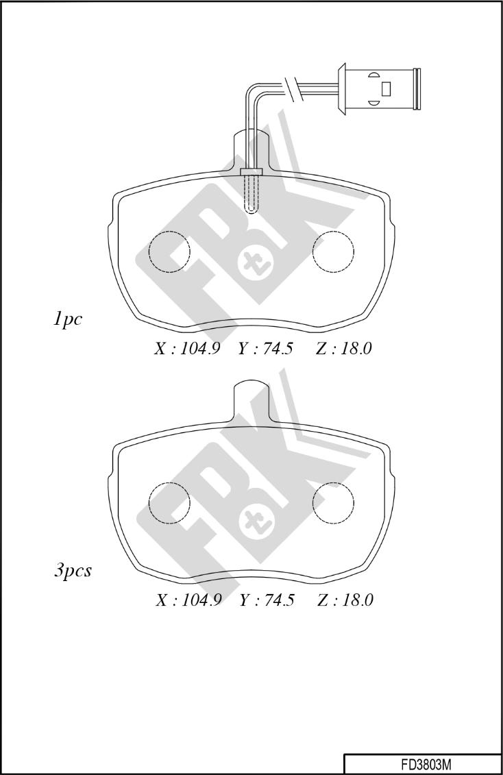 FBK FD3803M - Комплект спирачно феродо, дискови спирачки vvparts.bg