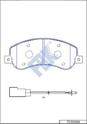 FBK FD3888M - Комплект спирачно феродо, дискови спирачки vvparts.bg