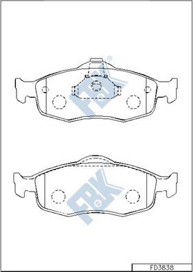 FBK FD3838 - Комплект спирачно феродо, дискови спирачки vvparts.bg