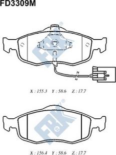 FBK FD3309M - Комплект спирачно феродо, дискови спирачки vvparts.bg