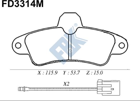 FBK FD3314M - Комплект спирачно феродо, дискови спирачки vvparts.bg