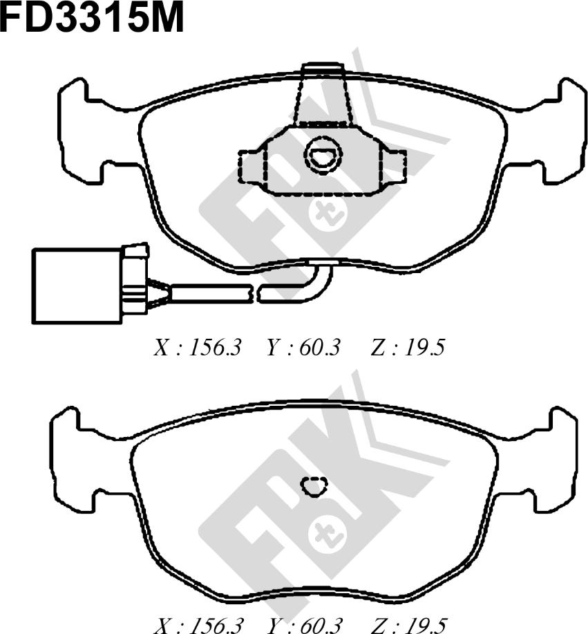 FBK FD3315M - Комплект спирачно феродо, дискови спирачки vvparts.bg