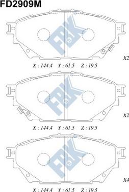 FBK FD2909M - Комплект спирачно феродо, дискови спирачки vvparts.bg