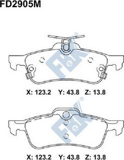 FBK FD2905M - Комплект спирачно феродо, дискови спирачки vvparts.bg