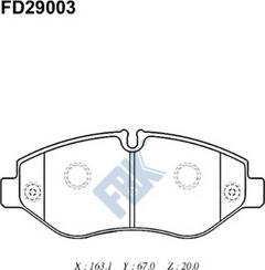 FBK FD29003 - Комплект спирачно феродо, дискови спирачки vvparts.bg