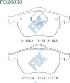 FBK FD26030 - Комплект спирачно феродо, дискови спирачки vvparts.bg