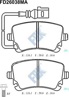 FTE 9005413 - Комплект спирачно феродо, дискови спирачки vvparts.bg