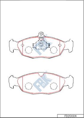 FBK FD20004 - Комплект спирачно феродо, дискови спирачки vvparts.bg