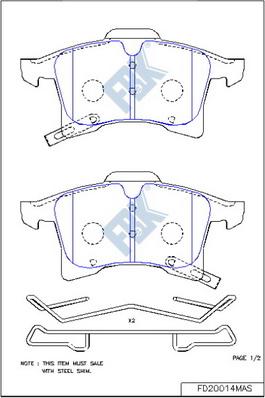 FBK FD20014MAS - Комплект спирачно феродо, дискови спирачки vvparts.bg