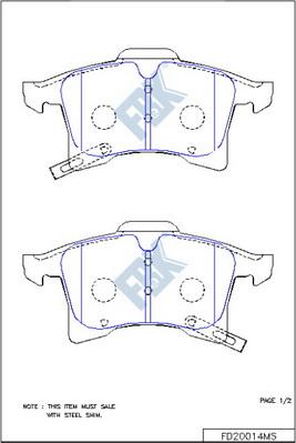 FBK FD20014MS - Комплект спирачно феродо, дискови спирачки vvparts.bg