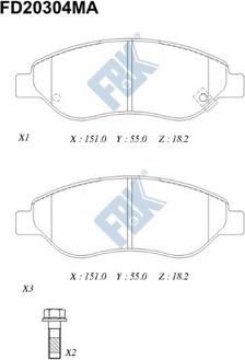 FBK FD20304MA - Комплект спирачно феродо, дискови спирачки vvparts.bg