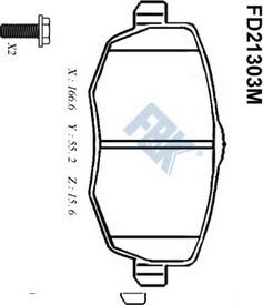 FBK FD21303M - Комплект спирачно феродо, дискови спирачки vvparts.bg